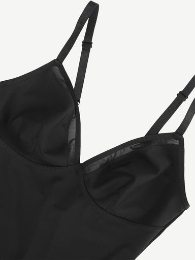 Deep V Mesh Panty Bodysuit