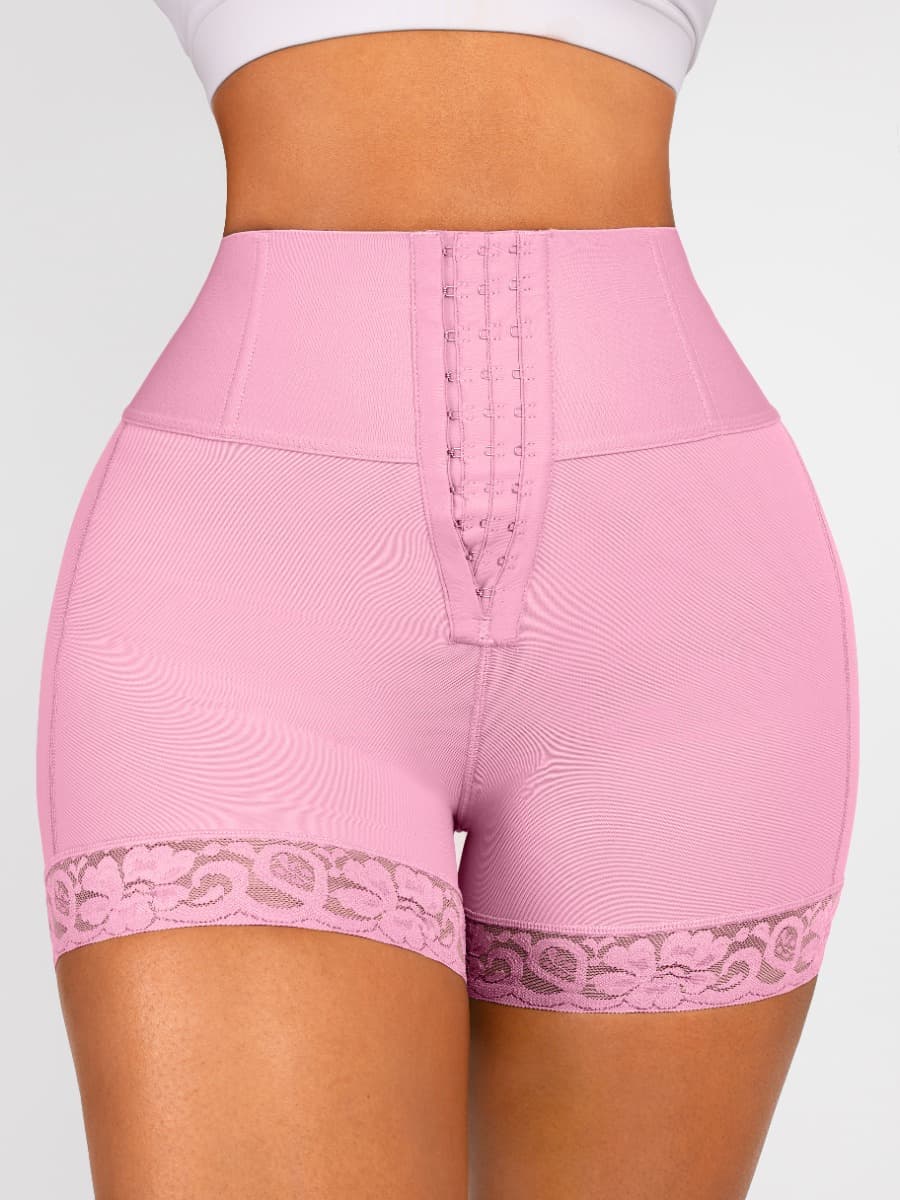 Lace Trim Hook-Front Shaper Shorts