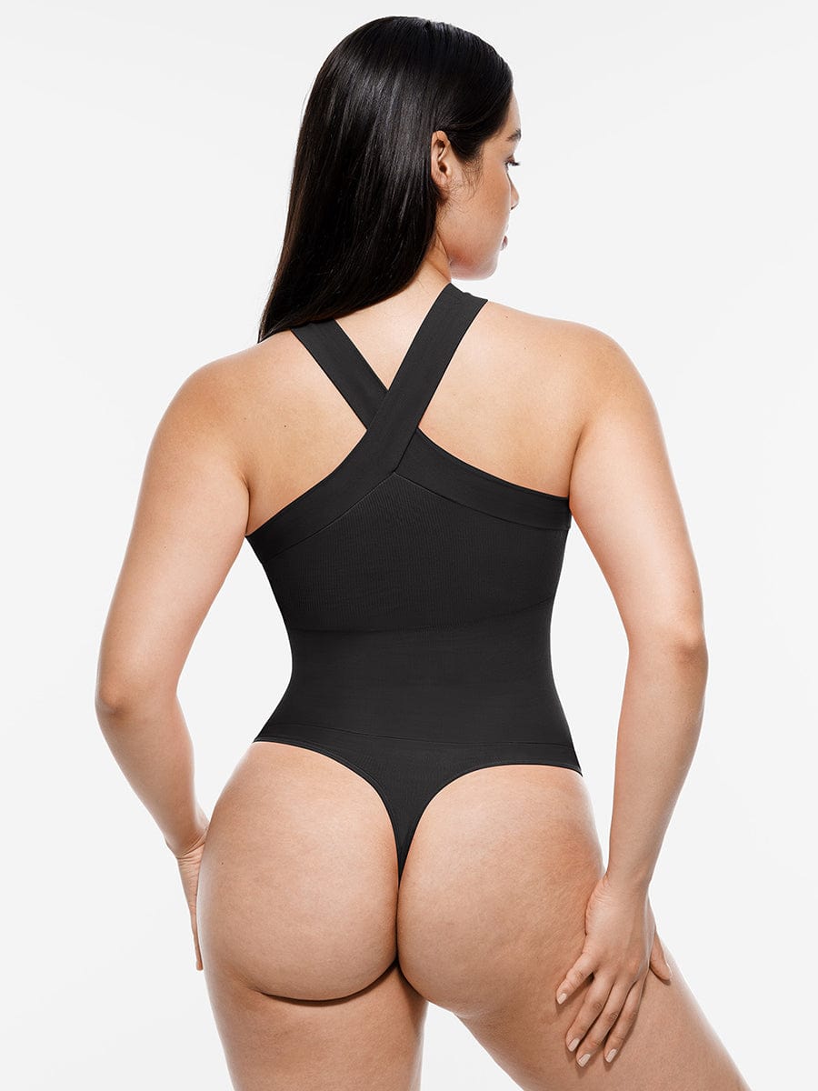 Crossover Halter Thong Bodysuit