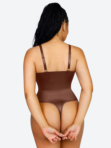 Braless Pearl Satin Thong Bodysuit