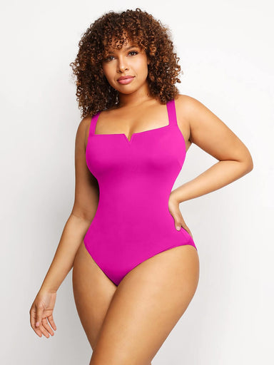 Square Neck Ruched Bodysuit
