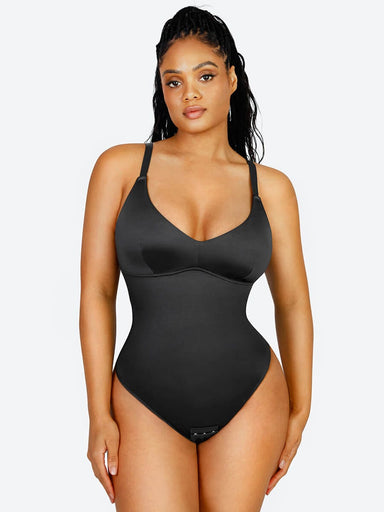 Braless Pearl Satin Thong Bodysuit