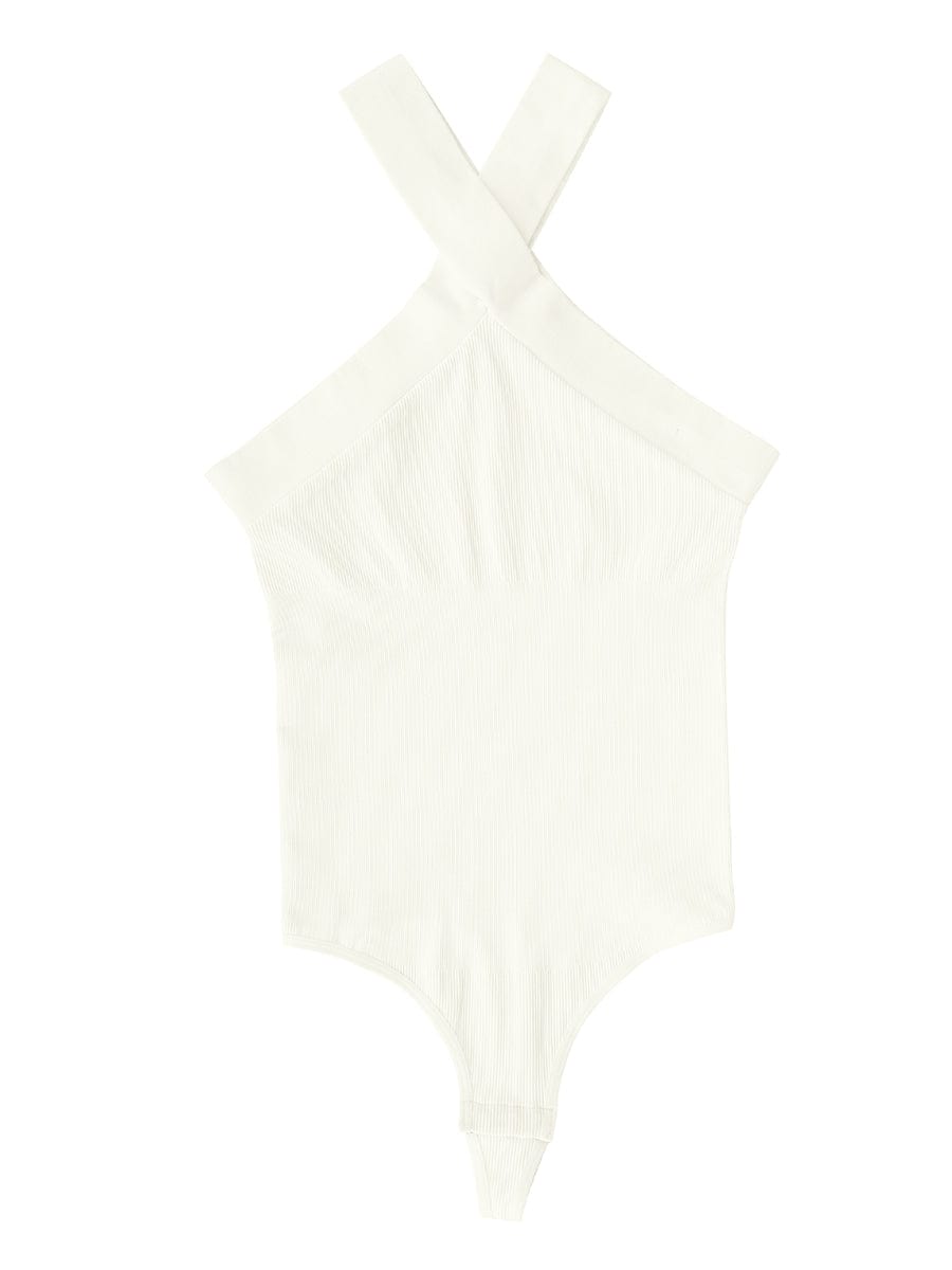 Crossover Halter Thong Bodysuit