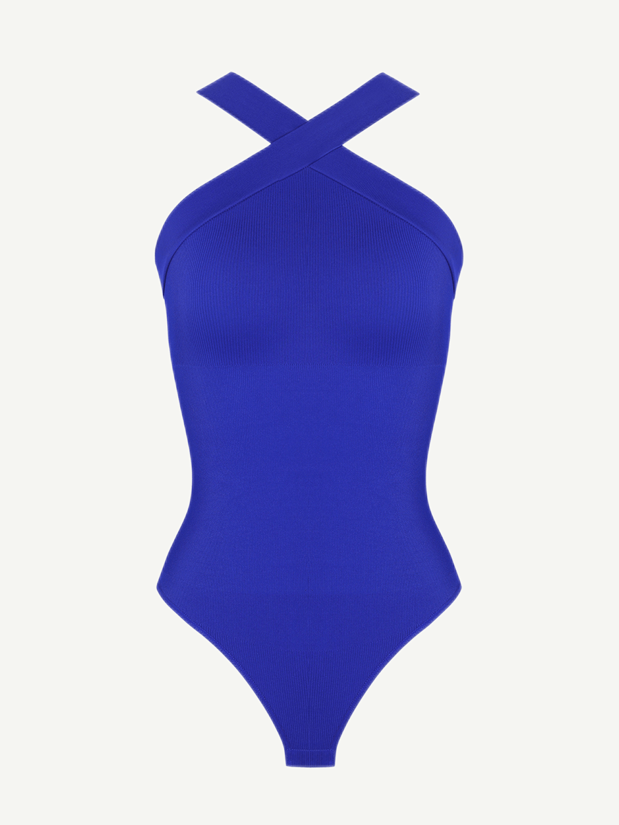 Crossover Halter Thong Bodysuit