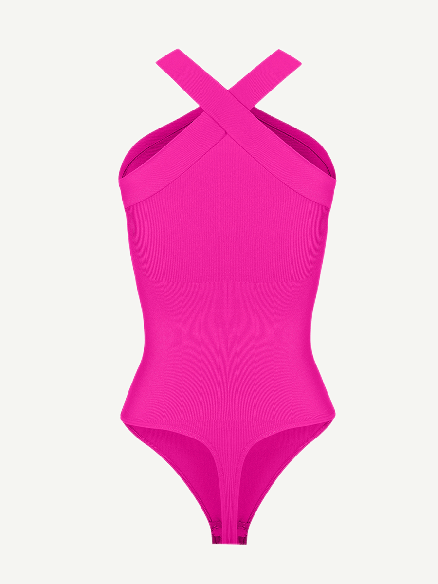 Crossover Halter Thong Bodysuit