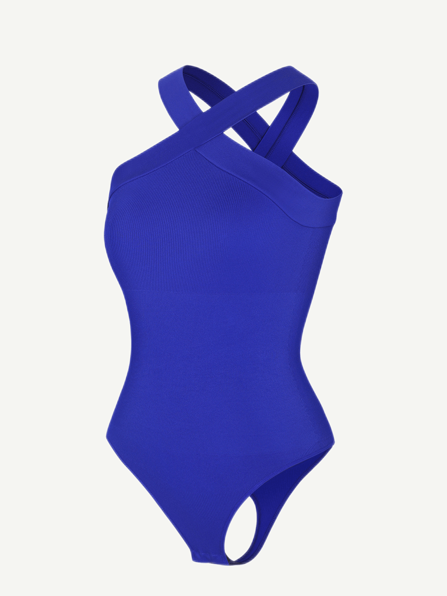 Crossover Halter Thong Bodysuit