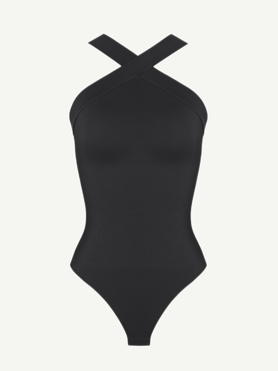 Crossover Halter Thong Bodysuit