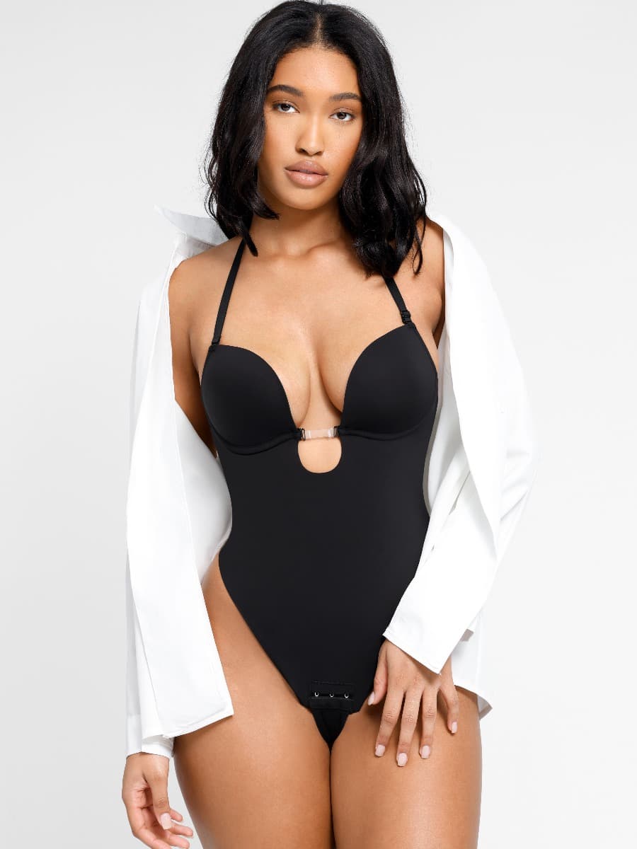 Low-Cut Backless Thong Bodysuit