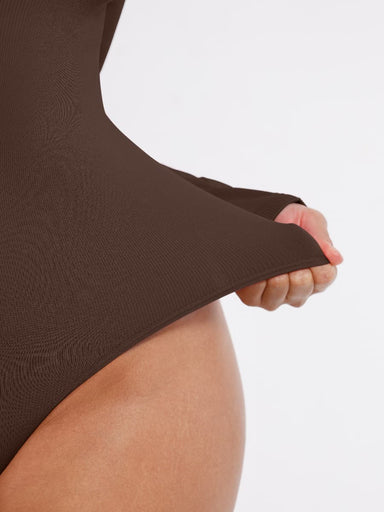 V-Neck Long Sleeve Seamless Bodysuit