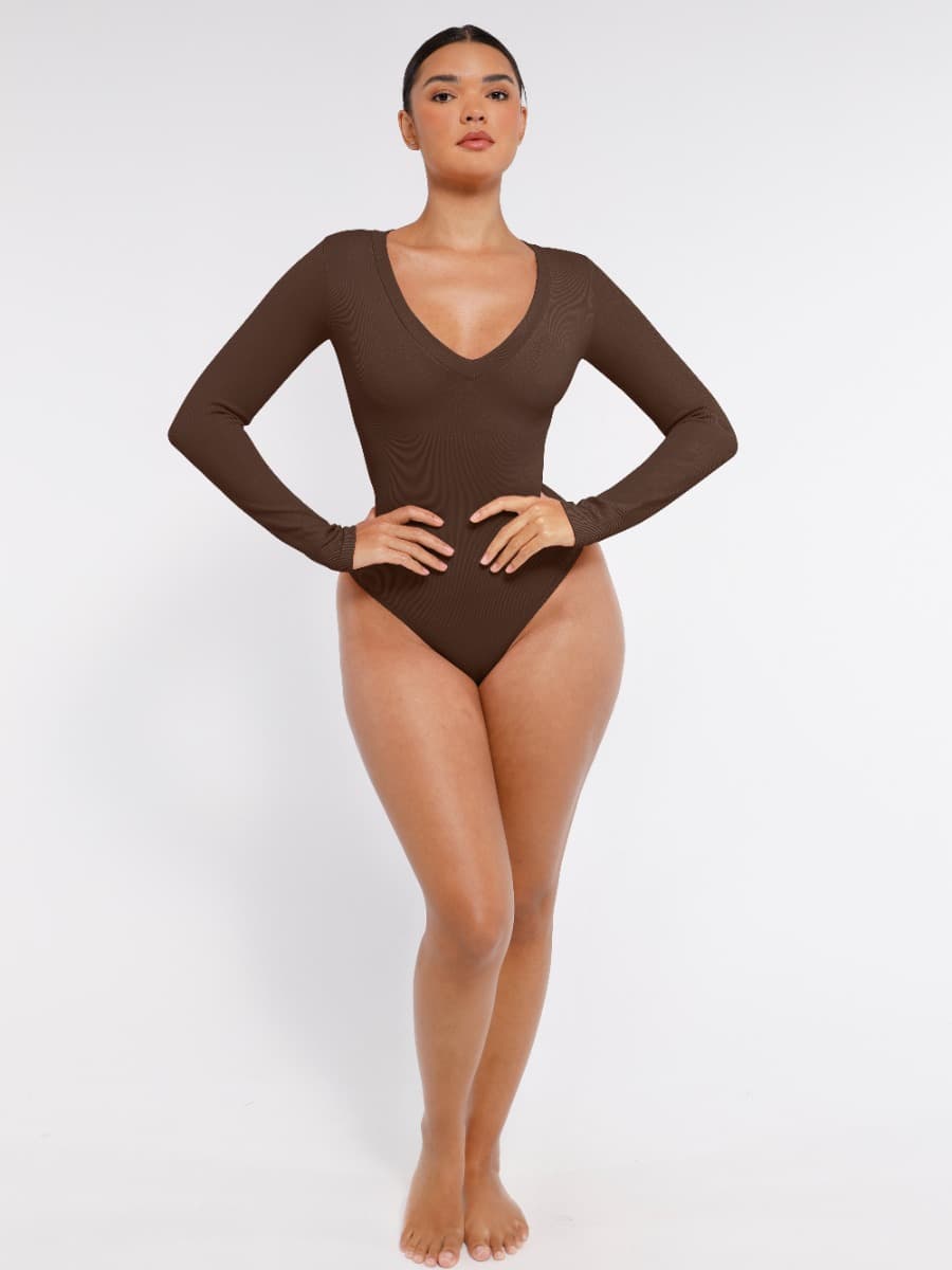 Long Sleeve V Neck Bodysuit