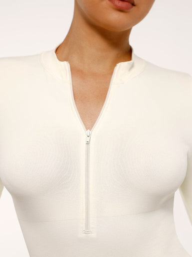 Zip Stand Collar Long Sleeve Bodysuit