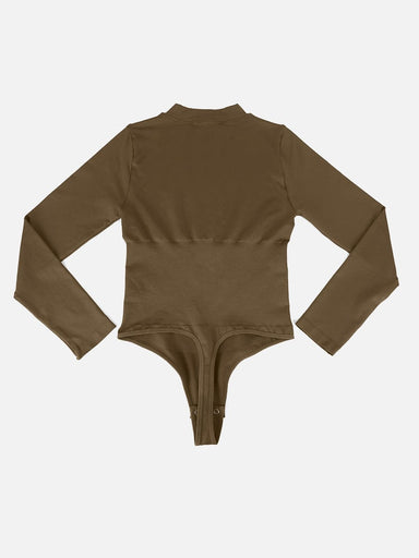 Zip Stand Collar Long Sleeve Bodysuit