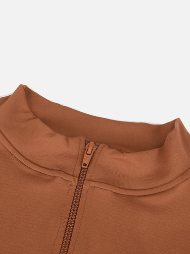 Zip Stand Collar Long Sleeve Bodysuit