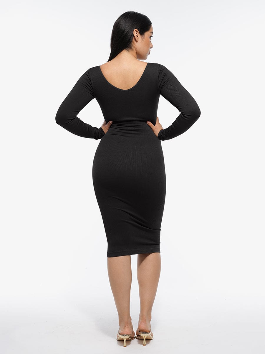V-Neck Long Sleeve Dress