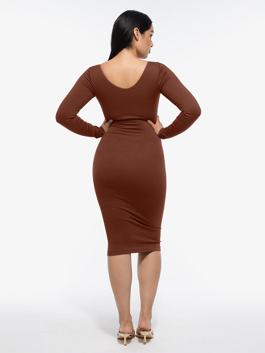 V-Neck Long Sleeve Dress