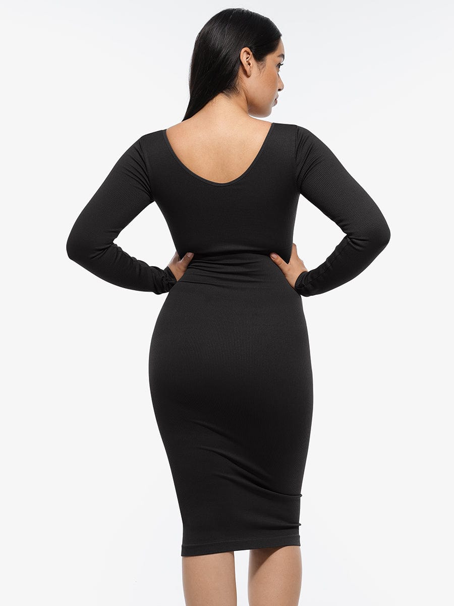 V-Neck Long Sleeve Dress