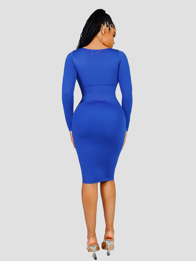 Square-Neck Long Sleeve Dress