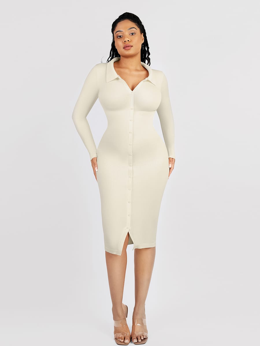 Collared Zip-Front Shirt Dress