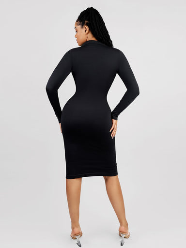 Collared Zip-Front Shirt Dress