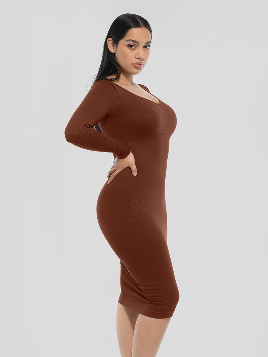 V-Neck Long Sleeve Dress