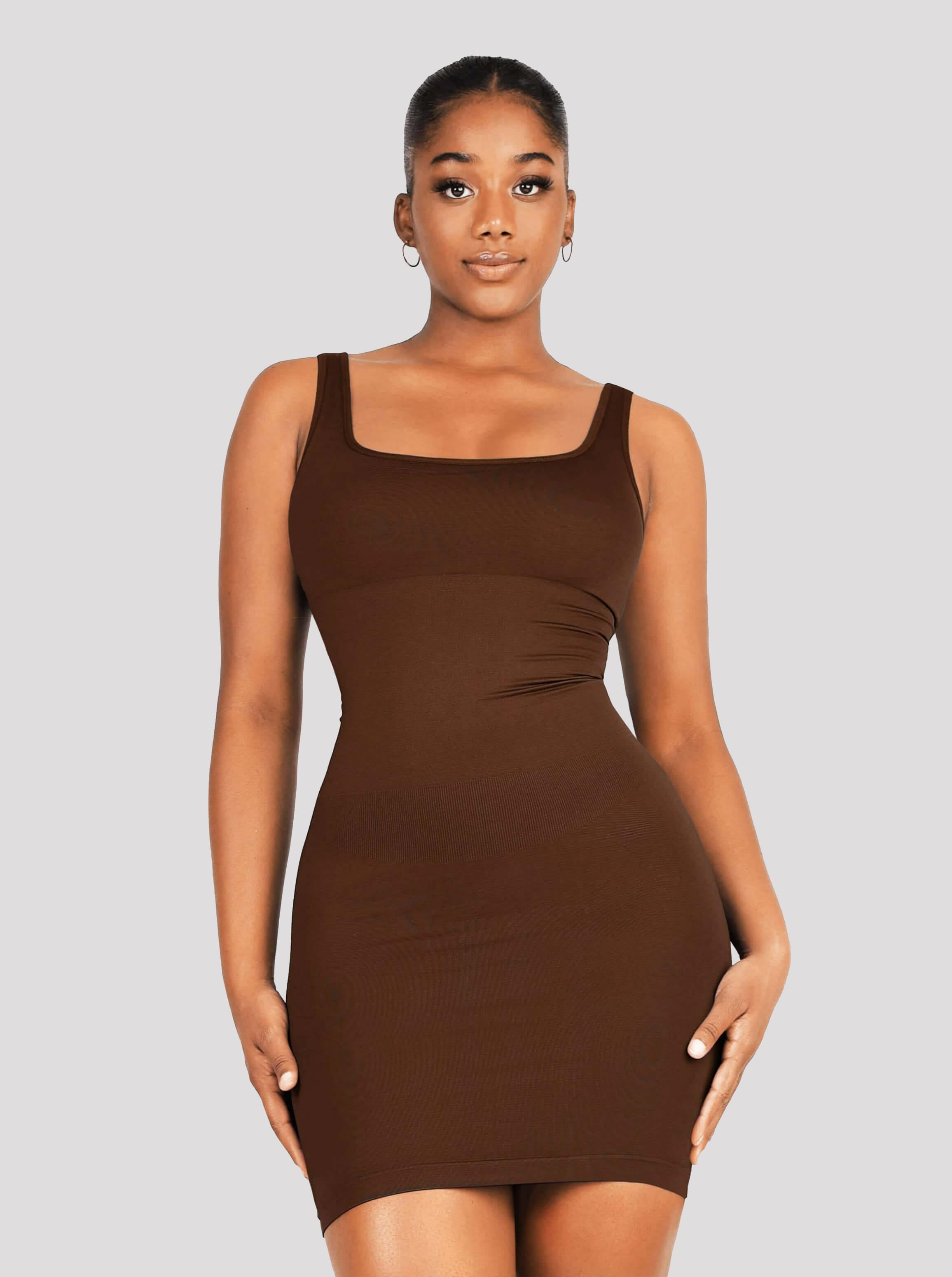 Square-Neck Shaping Mini Dress