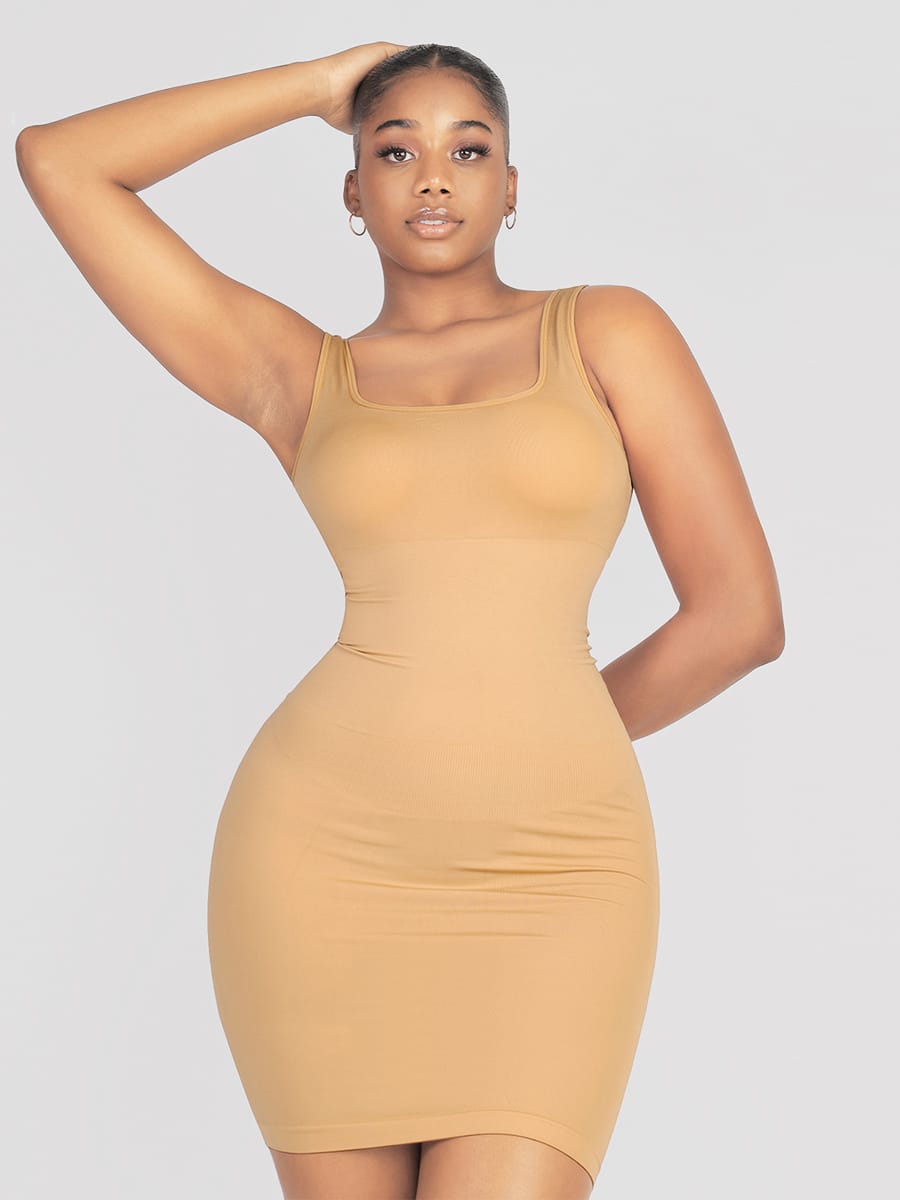 Square-Neck Shaping Mini Dress