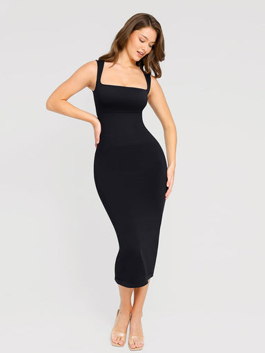 Square-Neck Waist Control Dress