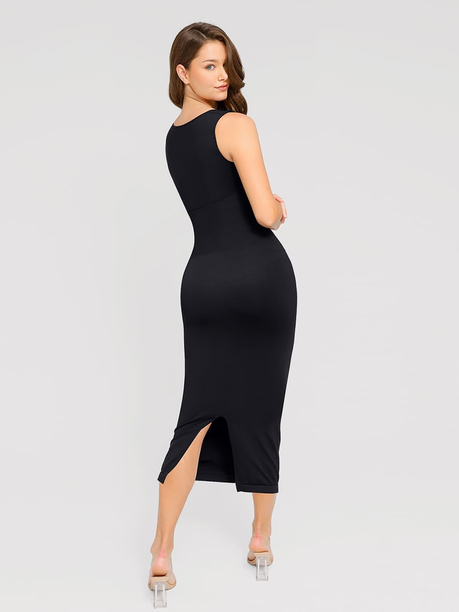 Square-Neck Waist Control Dress