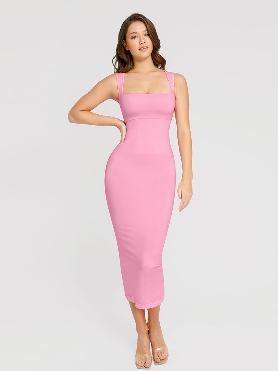 Square-Neck Waist Control Dress