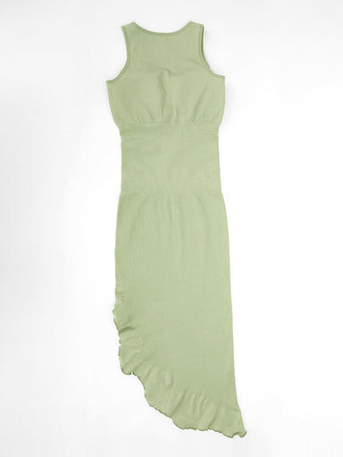 V-Neck Ruffle Hem Shaping Dress
