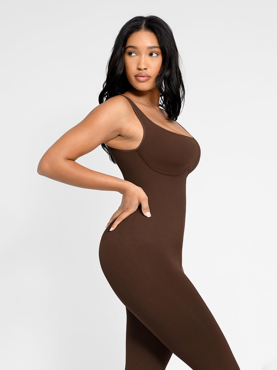 Square Neck U-Back Flared Jumpsuit
