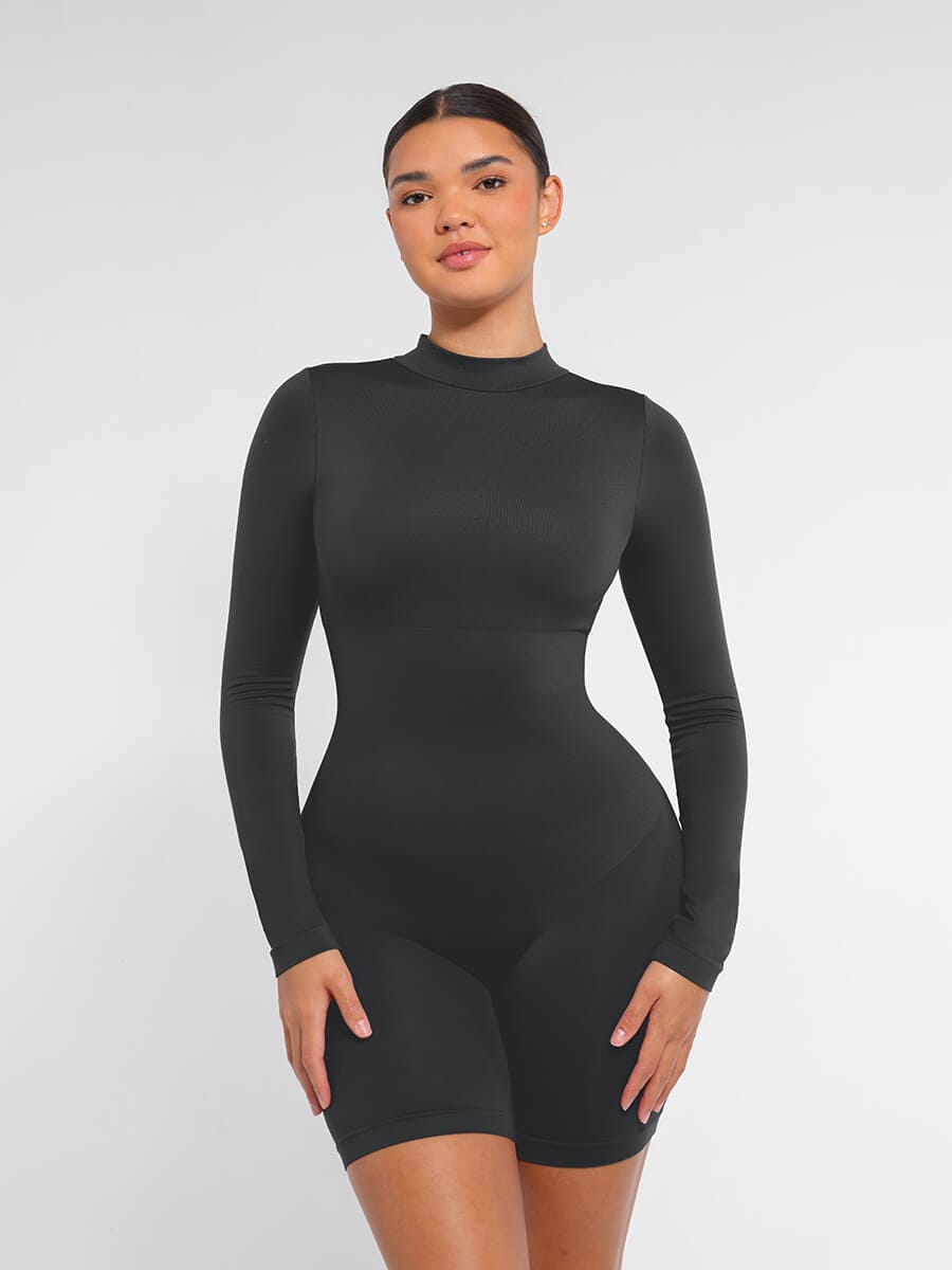 Mock Neck Shaping Romper