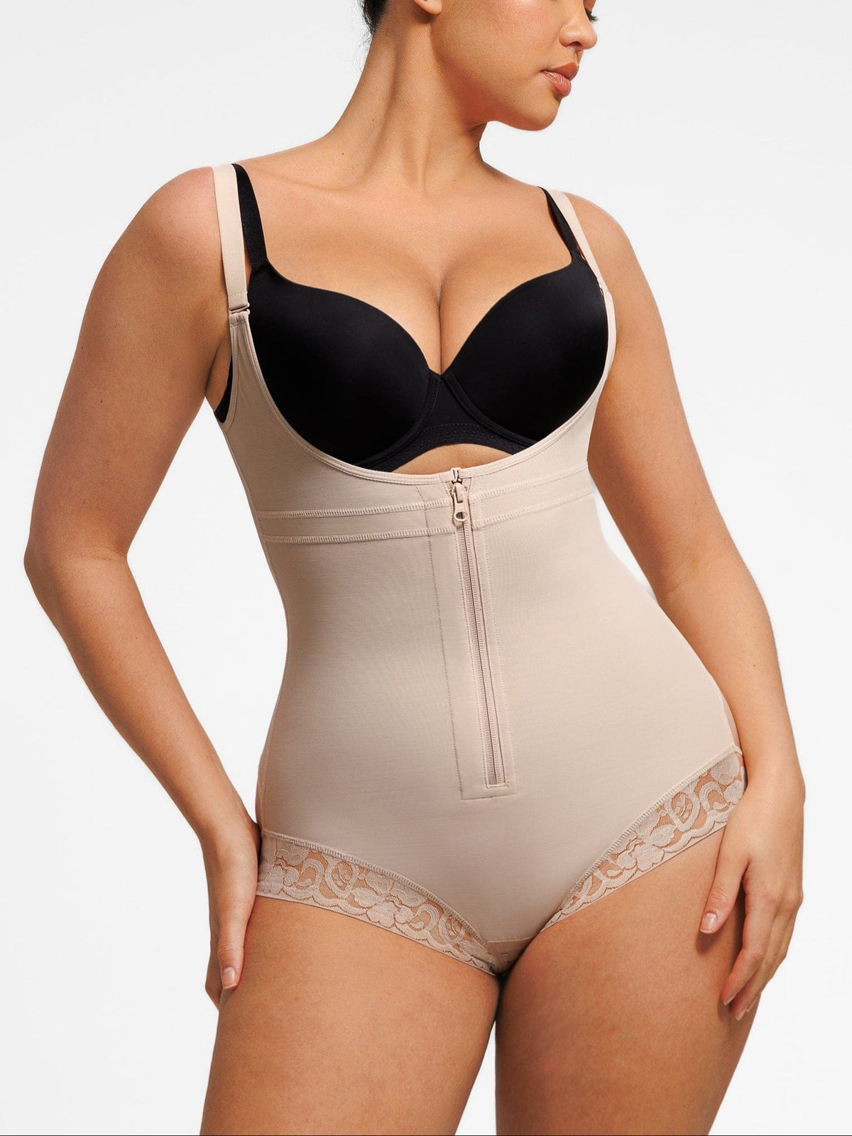 U-Bust Lace Front Zip Bodysuit