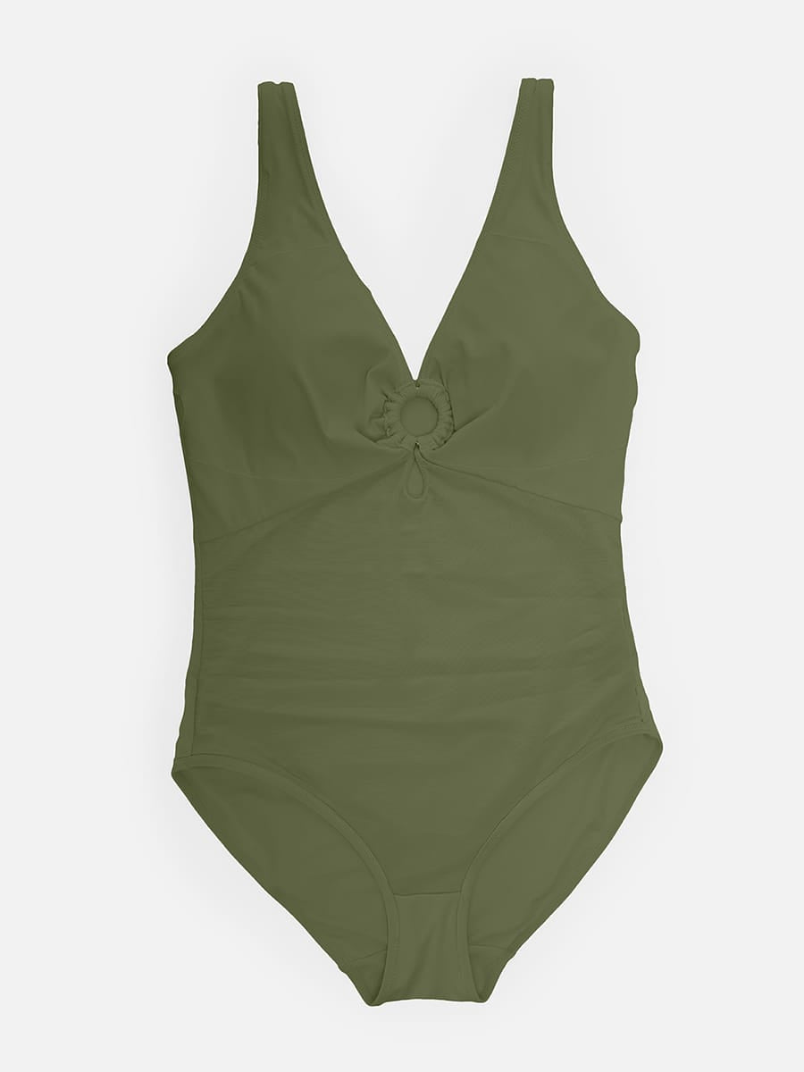 Ruched Deep V Shaping Swimsuit