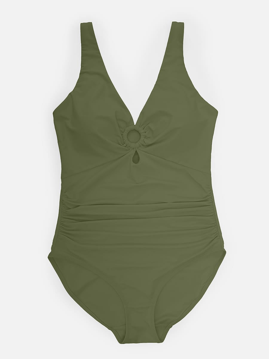 Ruched Deep V Shaping Swimsuit