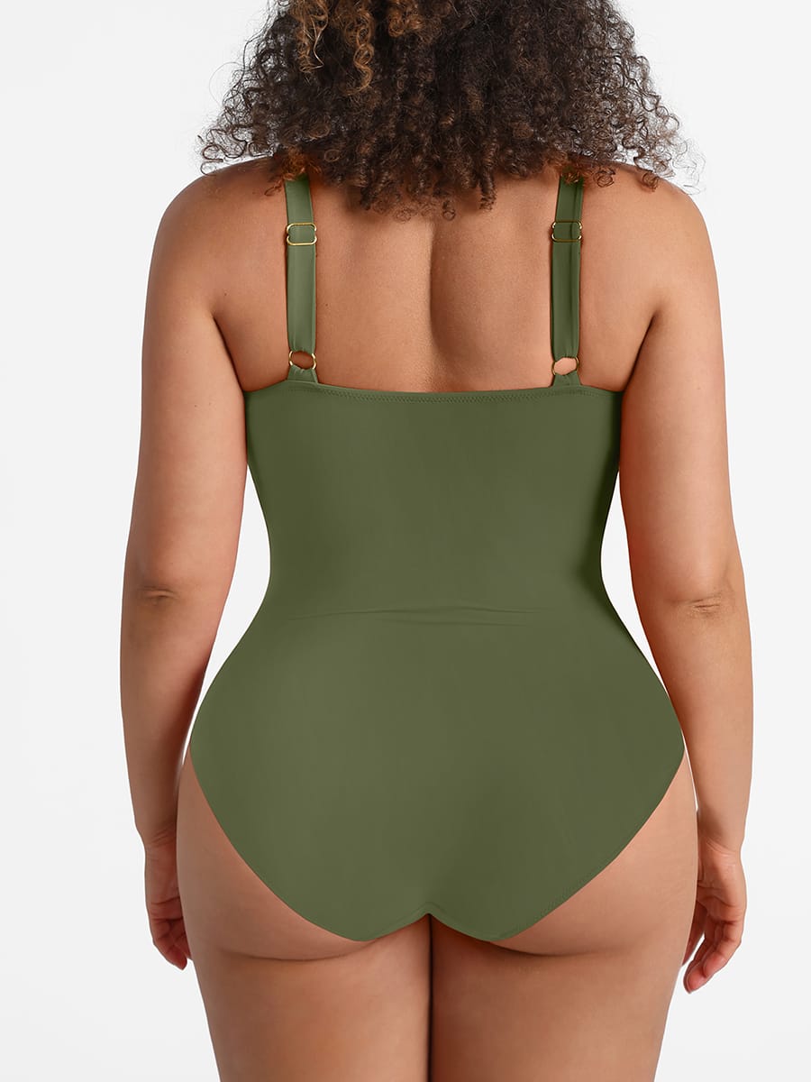 Ruched Deep V Shaping Swimsuit