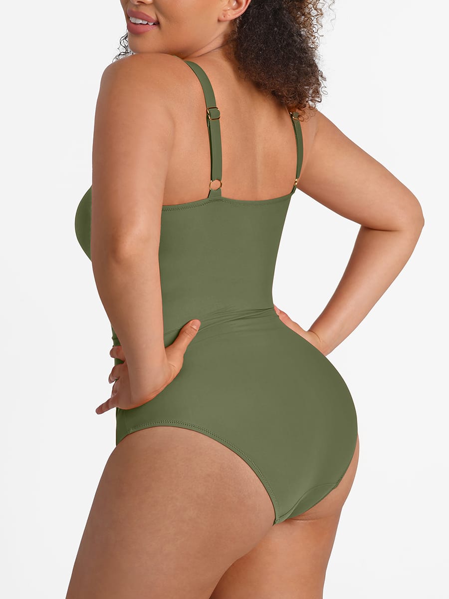 Ruched Deep V Shaping Swimsuit